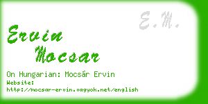 ervin mocsar business card